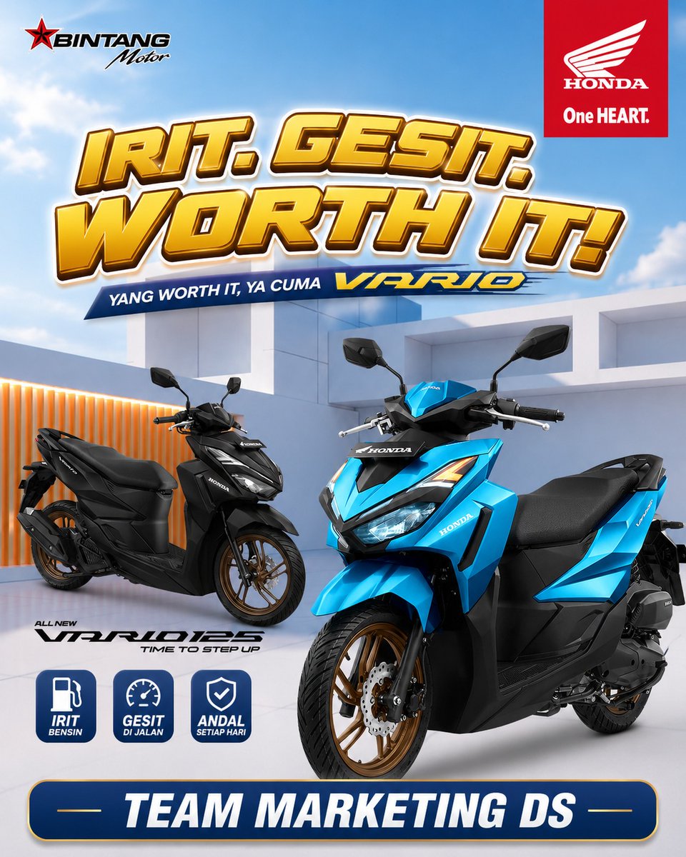 TashiaBoele's tweet photo. Economical? Agile? Worth it? Only Honda Vario! For daily activities, the Honda Vario 125 is the right choice. Sporty design, fuel-efficient engine, and agile performance make every ride more comfortable and enjoyable. Time To Step Up with Honda https://t.co/Eg1Vpnq7Qj