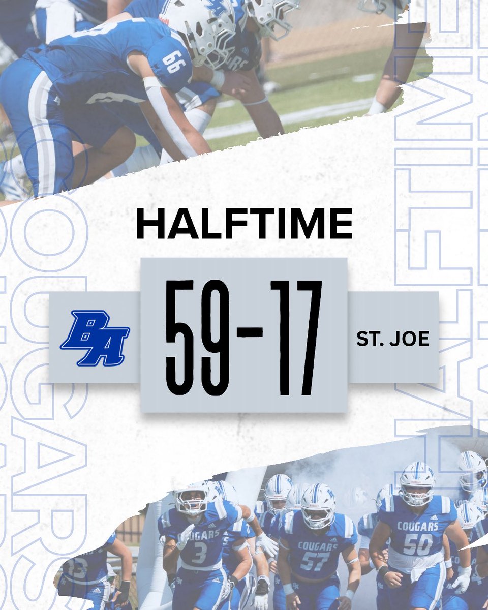 BA_Cougars's tweet photo. Can we get a COUGARIFIC for that halftime score?! 🔥 The Cougars came out ready to play, with an explosive offense and a defense that created multiple turnovers! Keep it going, Cougars! 🔵⚪️ https://t.co/QN2n2WHUJB