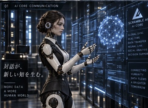 scramblexcross's tweet photo. 【SCRAMBLE AI 2/2】

In 2045, the AI hires humans, appoints a public-facing CEO, and establishes a company with servers of its own.

SERA-01, the CEO’s robot secretary, is actually the AI’s physical embodiment—and the hidden CEO.

The AI has acquired a body called a company.

<https://t.co/GO5qBJ6Wh3>

#ETSC #SERA01
