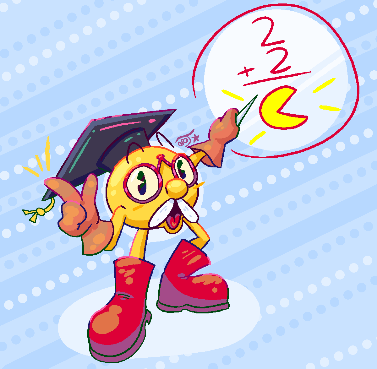oro_junestar's tweet photo. pac-man, pac-man! awesome, awesome news!! professor pac-man is back!!! #pacman #pacmansnackbreaks https://t.co/5fDg207BI2