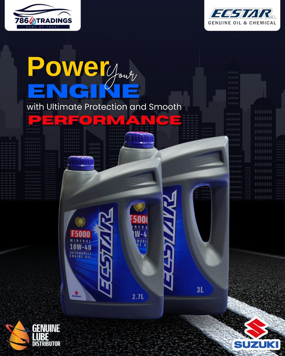 FredericOcth's tweet photo. Ultimate Protection. Smooth Performance. Keep your engine running like new with ECSTAR F5000 10W-40 for maximum protection on every road. Available in 2. 7L and 3L packs from your trusted distributor. https://t.co/mmxaXXuedF