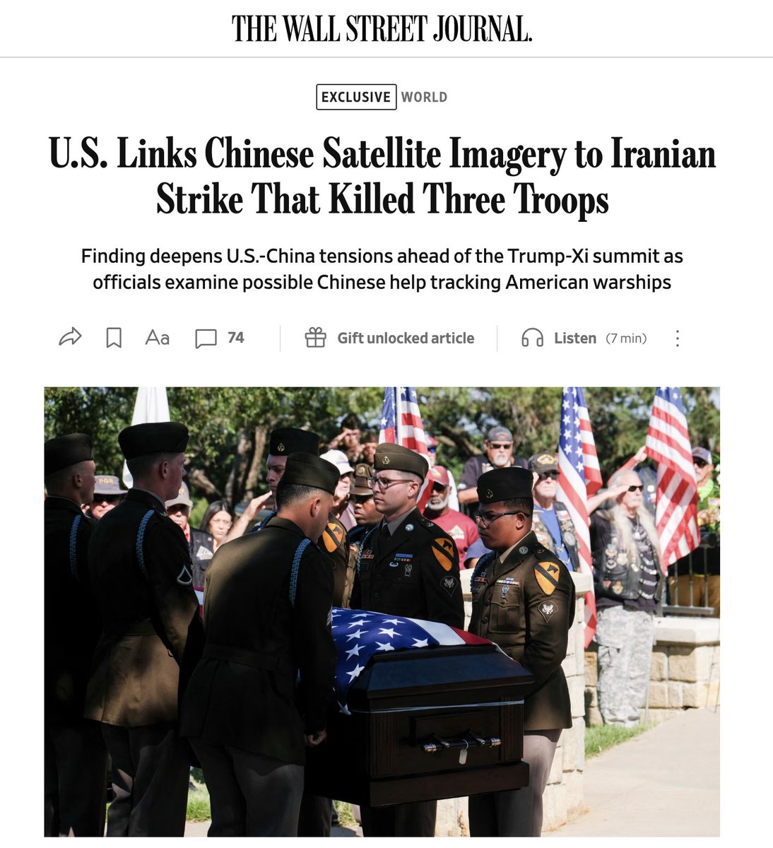 VeraMBergen's tweet photo. NEW: Before Iran carried out its attack that killed three U.S. troops in July, Tehran acquired high-resolution satellite images of the base in Jordan from Chinese entities, according to U.S. officials familiar with details of the incident. https://t.co/YFgE88Pqkn