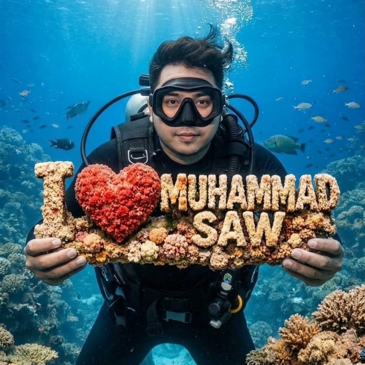 KristenCorvr0x's tweet photo. Who would have thought that behind these stunning coral reefs lies such a sincere message of love? Diving into the deep sea offers not only beautiful underwater views but also a moment of reflection. In the calm among swimming fish, the noble https://t.co/CIB2ovJH3Q