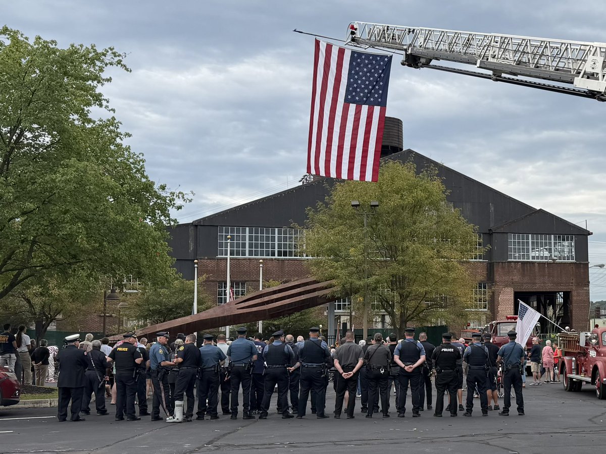 wcchronicle's tweet photo. Photos from today’s Memorial at the National Iron &amp; Steel Heritage Museum on the 25th Anniversary of the September 11th Attacks. The steel for the World Trade Center originally came from Coatesville, PA. https://t.co/SxvDXWuK9d