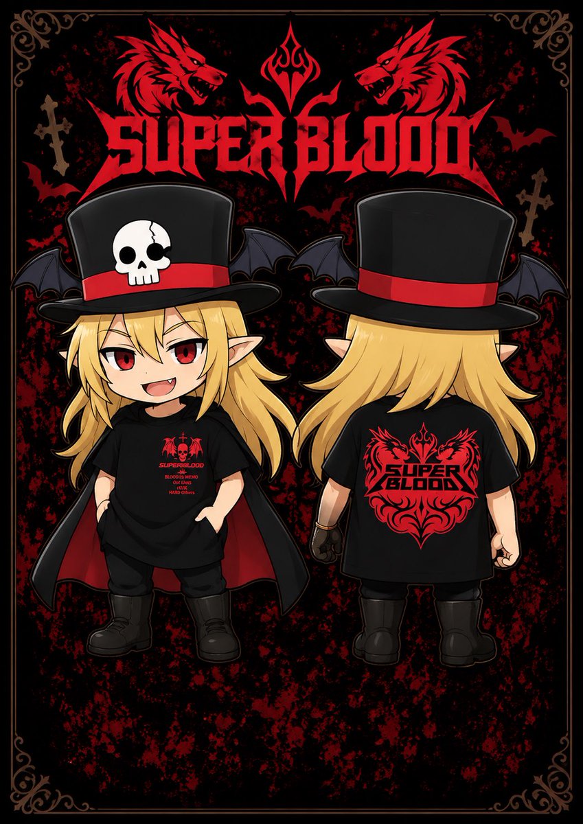 Lunella_sblood's tweet photo. ぼくやめんばーと
おそろのT-shirt
さんぜんごひゃくえん
いっしょに　着ようよーっ🦇 https://t.co/4MAfvR0t1D
