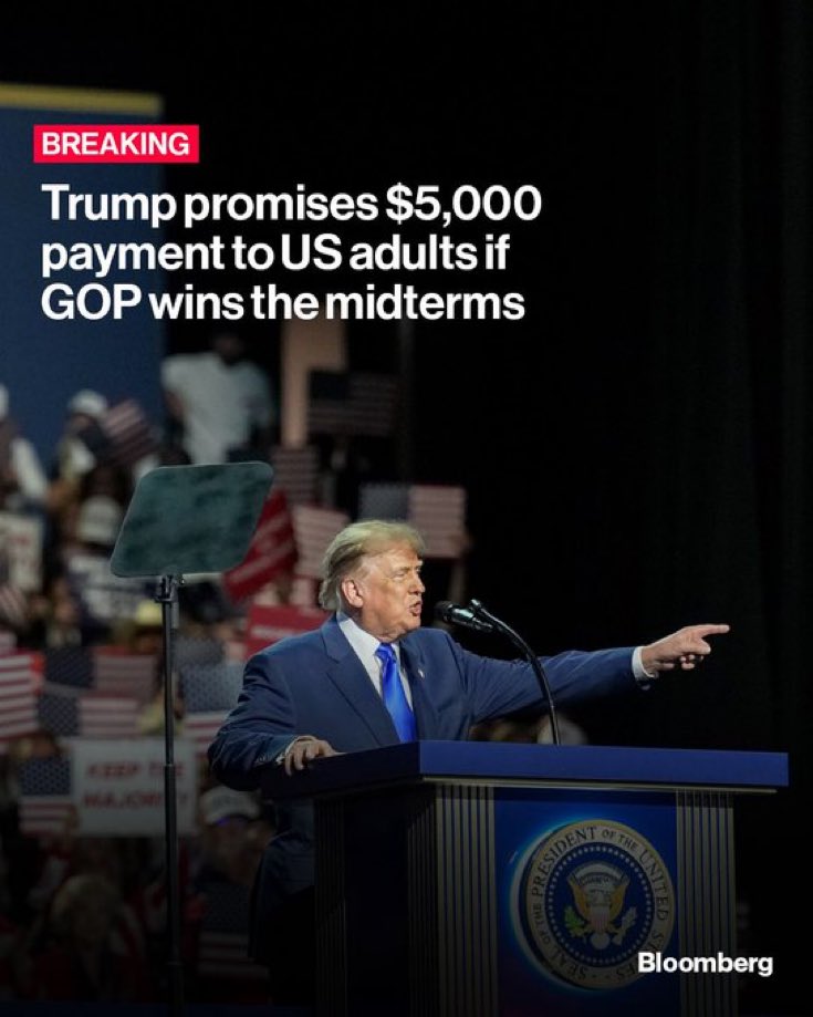 CMonteroOficial's tweet photo. ¿Es legal? : Trump prometió que el gobierno federal entregaría 5.000 dólares a cada adulto estadounidense 🇺🇸si su Partido Republicano lograba mantener el control del Congreso en las elecciones de mitad de mandato. https://t.co/63W8BC6Mhr