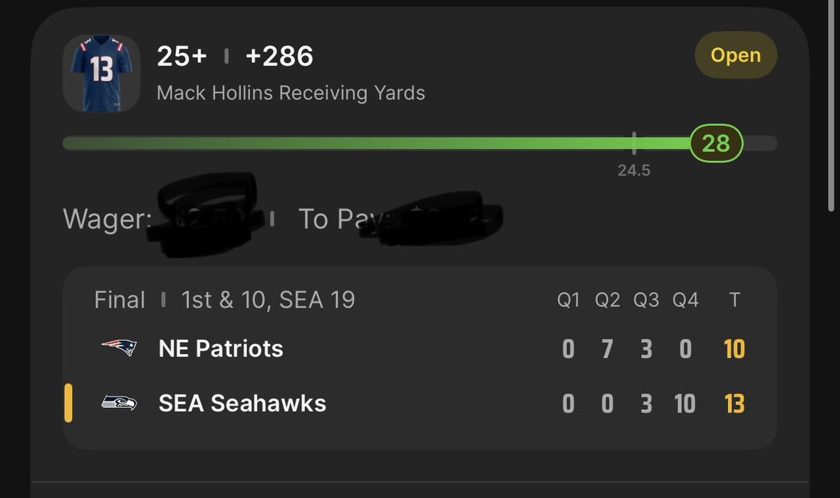LineReportDaily's tweet photo. 🔥 LADDER HIT ALERT 🔥
Mack Hollins weird ass ballin
Hit the 25+…
Cleared the 40+ (+720)… and 50+ (+1220) 😤
#MackHollins #DraftKings #NFLBetting #LadderHit #BettingTwitter #Seahawks #Patriots https://t.co/61Yx7iAG5e