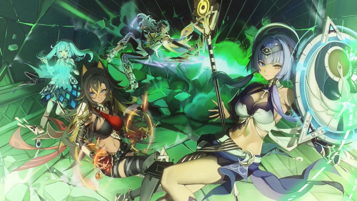 GenshinUniverse's tweet photo. Dehya, Candace, Faruzan &amp; Sethos Illustration from HoYoFair

#GenshinImpact https://t.co/6bpW4wsdZB