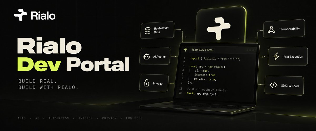 RollinsR79's tweet photo. What’s in Rialo’s Dev Portal? 🛠️

Rialo’s Dev Portal gives builders the tools to create apps that can go beyond traditional on-chain interactions.

You’ll find native infrastructure for:

• Omni Accounts & interoperability
• Identity, privacy & compliance
• Real-world data streams
• Event-driven execution & reactive transactions
• Web2 connectivity through Rialo Edge
• Native workflows & automation
• Direct validator read paths
• RISC-V + confidential computing with REX
• High-throughput consensus
• Gasless transactions

The bigger idea is simple: less middleware, more native functionality.

If you’re a developer exploring what can actually be built on Rialo, the Dev Portal is a great place to start.

Build real. Build with @RialoHQ . ⚡
https://t.co/klEOBQLkt9