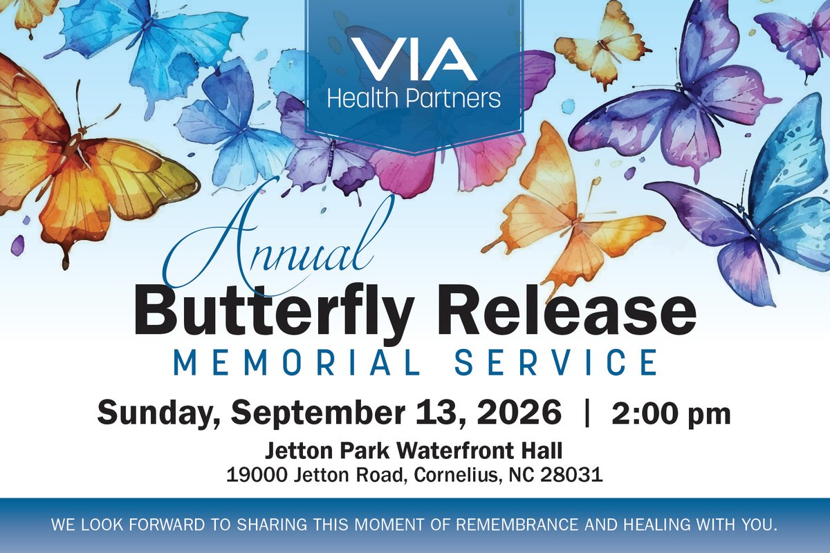 VIAHealthPartnr's tweet photo. Join us as we gather in remembrance and celebration of our loved ones - Sept 13 (Charlotte &amp; Cornelius) &amp; 27 (Charlotte). 

We invite you &amp; your family to attend the service that best fits your availability. 

For more info, contact the VIA Bereavement Department at 704.335.4300. https://t.co/RUS6sYlwF7