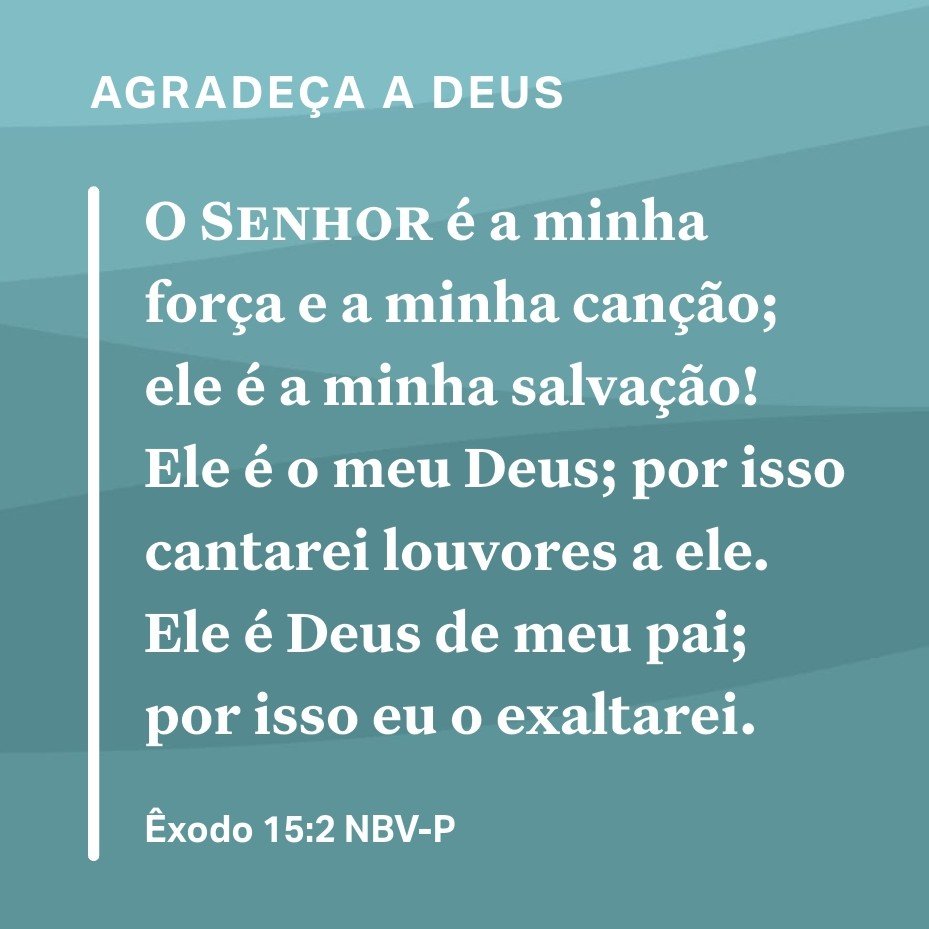 MensageirodaPa6's tweet photo. Êxodo 15:2 
Reflita sobre o que significa fazer de Deus a sua salvação e passe alguns minutos louvando o Senhor por quem Ele é. https://t.co/QgQ9DvY4nd