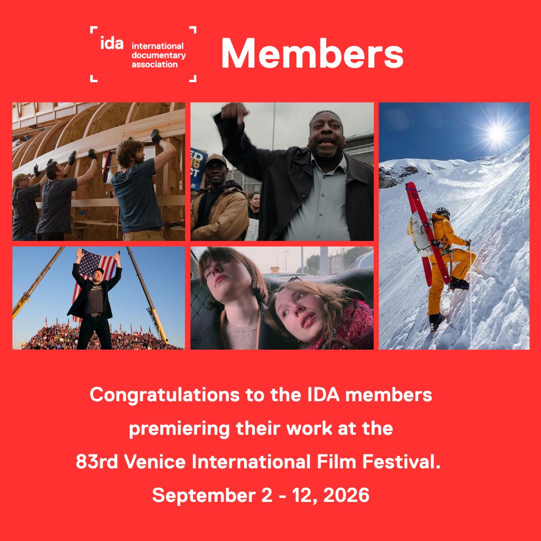 IDAorg's tweet photo. Congratulations to our members premiering at this year’s Venice Film Festival. The festival takes place September 2-12, at the Lido di Venezia. Learn more at https://t.co/2BqbXmL0el. #IDAmembers https://t.co/PY2k56CbWI