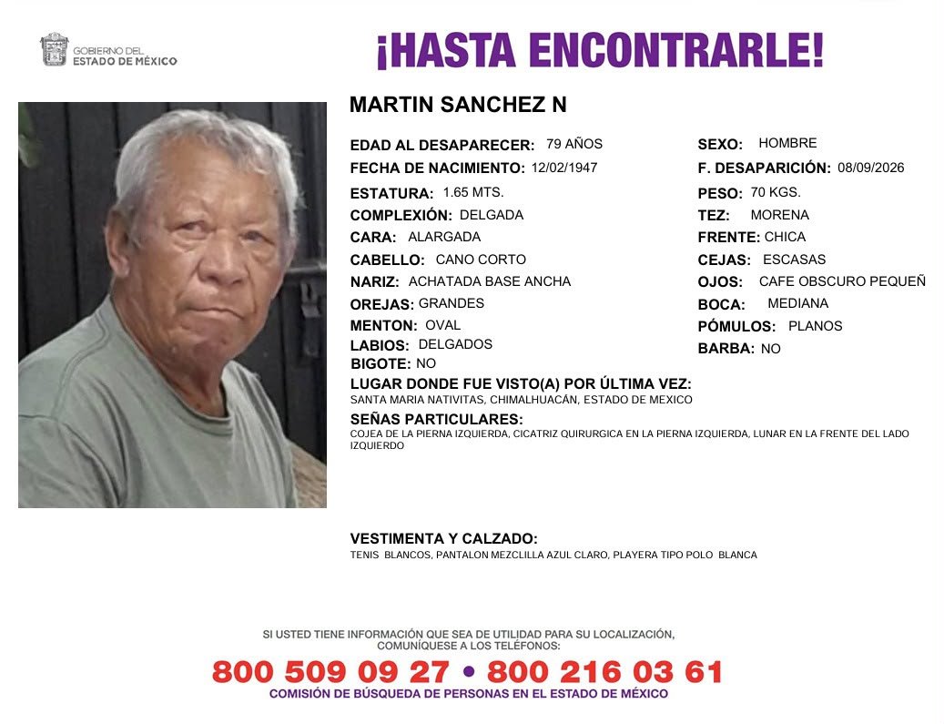 MetroCDMX's tweet photo. Si tienes información para localizar a: 

- Martín Sánchez 

Comunícate con la @FiscaliaEdomex y/o Comisión de @Busqueda_MX mediante los siguientes números telefónicos:

☎️ 800 509 09 27
☎️ 800 216 03 61

Agradecemos tu apoyo y colaboración. https://t.co/UinTXBibyi