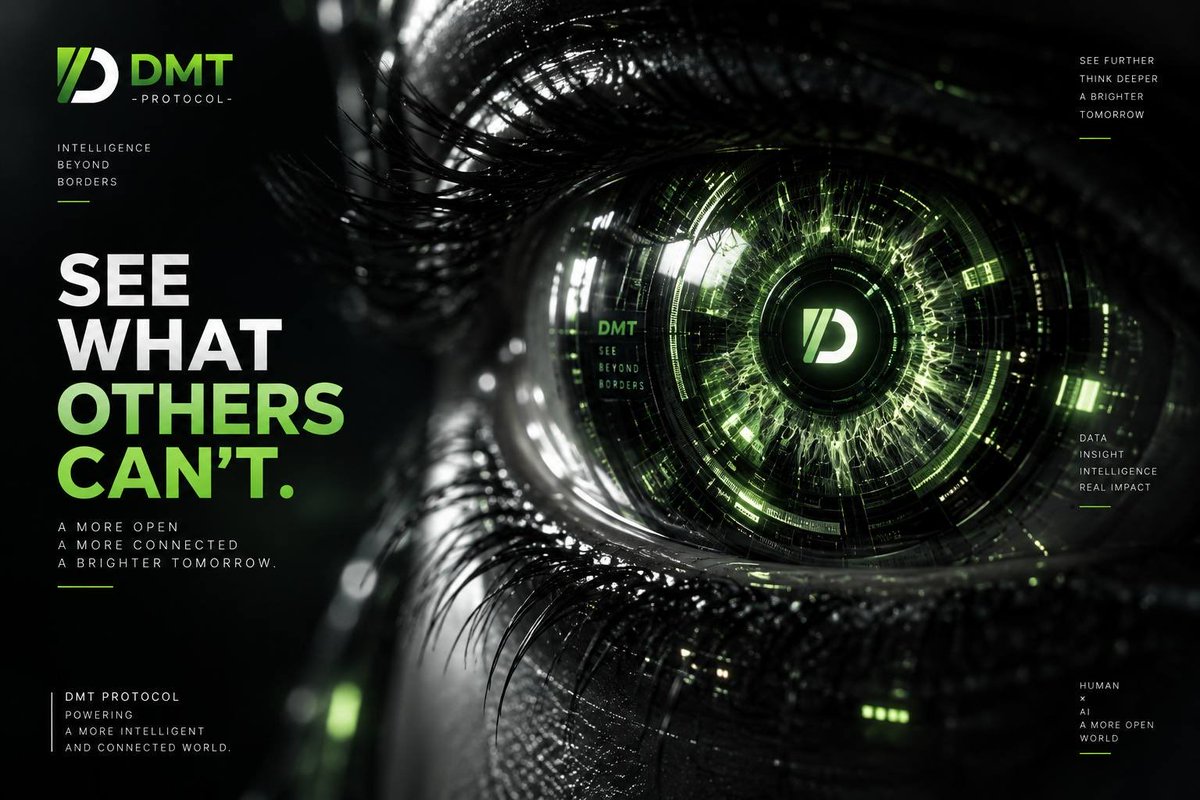 dmtprotocol's tweet photo. 👁️ See what others can’t.
AI isn’t just about processing more data — it’s about discovering what lies beyond the obvious.
⚡ Deeper insight. Smarter decisions. A new vision of what’s possible.
Powered by DMT.
#DMT #DMTProtocol #AI #Web3 #Blockchain #ArtificialIntelligence #FutureTech #Decentralized