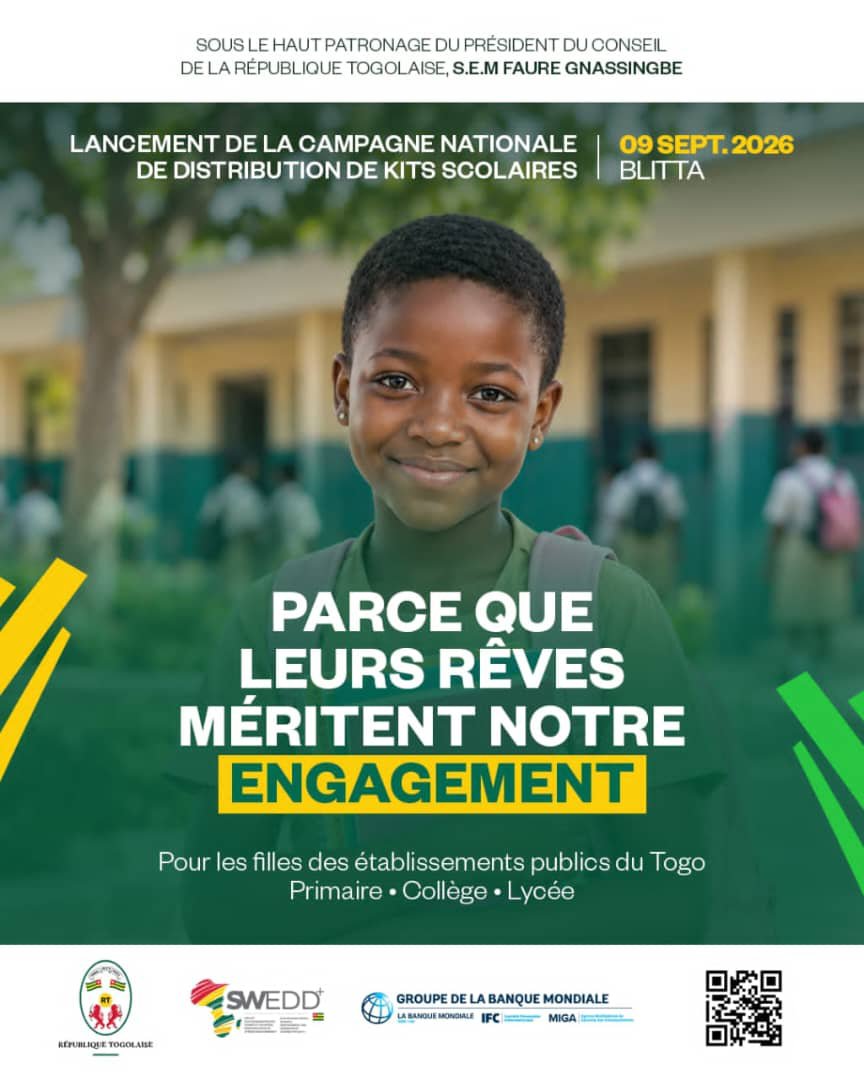 Virginie2353938's tweet photo. À Blitta, le Président Faure Gnassingbé a lancé la campagne nationale de distribution de kits scolaires aux filles des établissements publics.
Parce que leurs rêves méritent notre engagement.#Togo #Éducation #Leadership #Égalité #VisionAfrica #SWEDD #Blitta https://t.co/yywAVTD73d