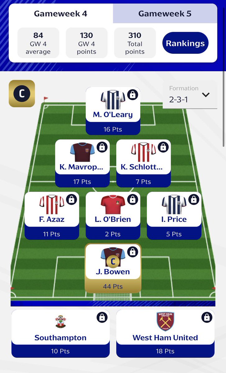 NateThegFantasy's tweet photo. A very nice score of 130 for me in DGW4 and if it wasn’t for me being in Australia and being asleep when O Brien ultimately  got benched it could have been a real mega score!

Onto the small DGW next weekend 😆

#FEFL #FantasyEFL https://t.co/yl6hbHqnh3