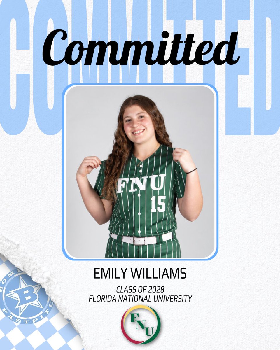 FLBombersGold18's tweet photo. COMMITMENT ALERT📣

Congratulations to our 2028, Emily Williams on her commitment to continue her academic and athletic career at Florida National University. 

Emily has found her future home and we couldn’t be happier for her. We can’t wait to watch you grow and succeed at the next level👏🏼 
#commitmentalert @EmilyWilli65048