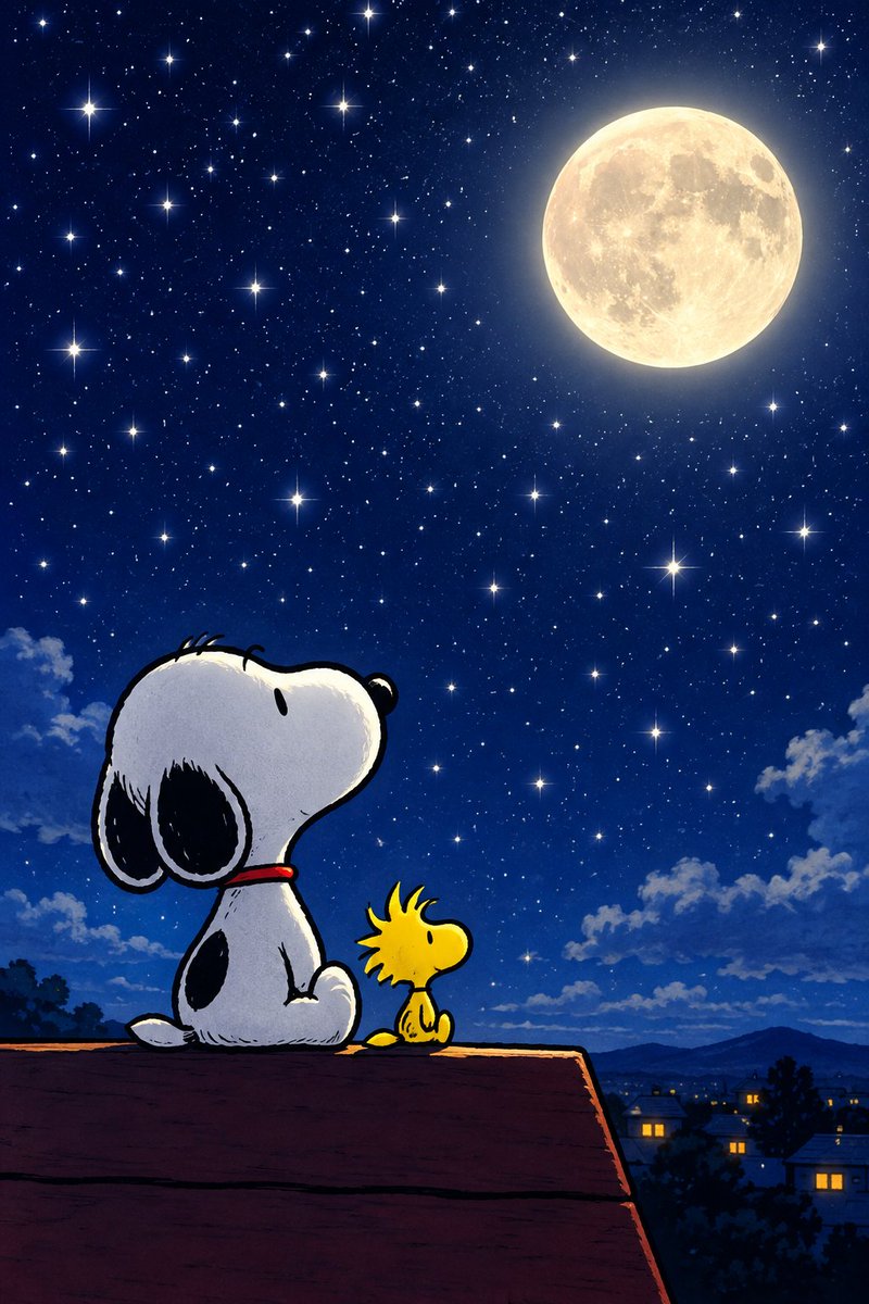 snoopyb047's tweet photo. 星と月と、SNOOPY。🌙⭐ https://t.co/v31v5263tn
