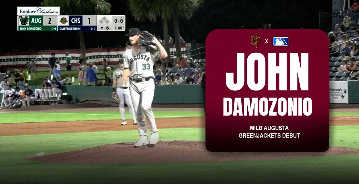 CPBKnights's tweet photo. College Park’s John Damozonio picked up his first professional win in his pro debut with MiLB Augusta GreenJackets, firing 3.2 hitless innings out of the bullpen as Augusta (34-29, 69-60) knocked off Charleston, 6-2.

Go Knights and go GreenJackets! https://t.co/xQQeJQ4cqW