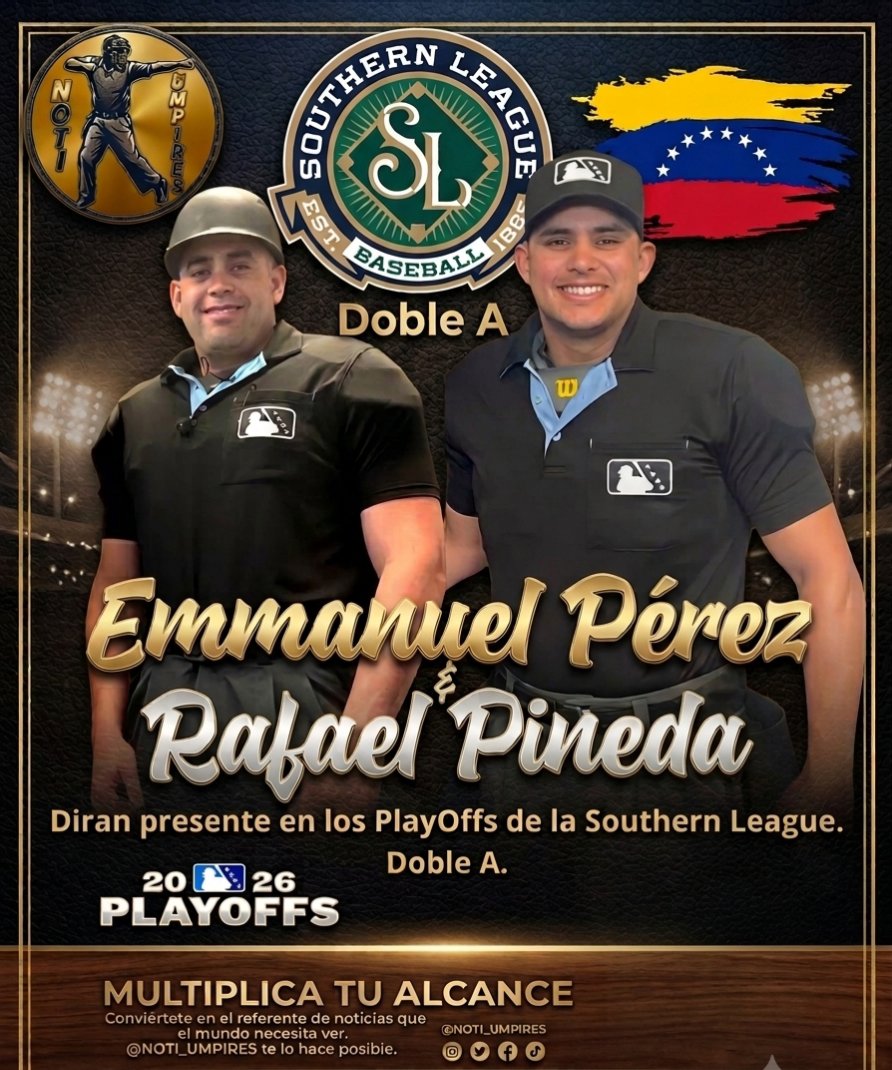 Noti_Umpires's tweet photo. #EmmanuelPerez y #RafaelPineda dirán presente en la Postemporada de Doble A. 

🇳 🇴 🇹 🇮 🇺 🇲 🇵 🇮 🇷 🇪 🇸 https://t.co/L4iQzV97OH
