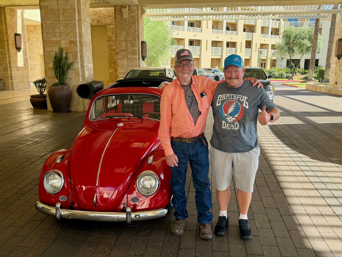 mraible's tweet photo. I bought a new VW Bug today! It's a 1959 ragtop with a dual carb 1915 engine. My Dad and I are driving it back to Denver over the next few days. 😃 #vwbug #roadtrip https://t.co/hawUBwrZVg