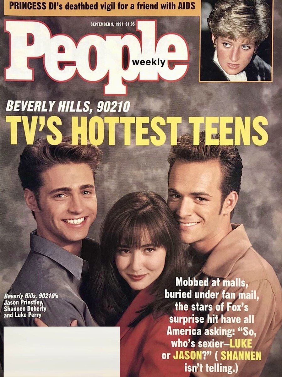 RetroNewsNow's tweet photo. People Magazine Cover, September 9, 1991: Jason Priestley, Shannen Doherty and Luke Perry of ‘Beverly Hills 90210’ https://t.co/Srpabc9hfe