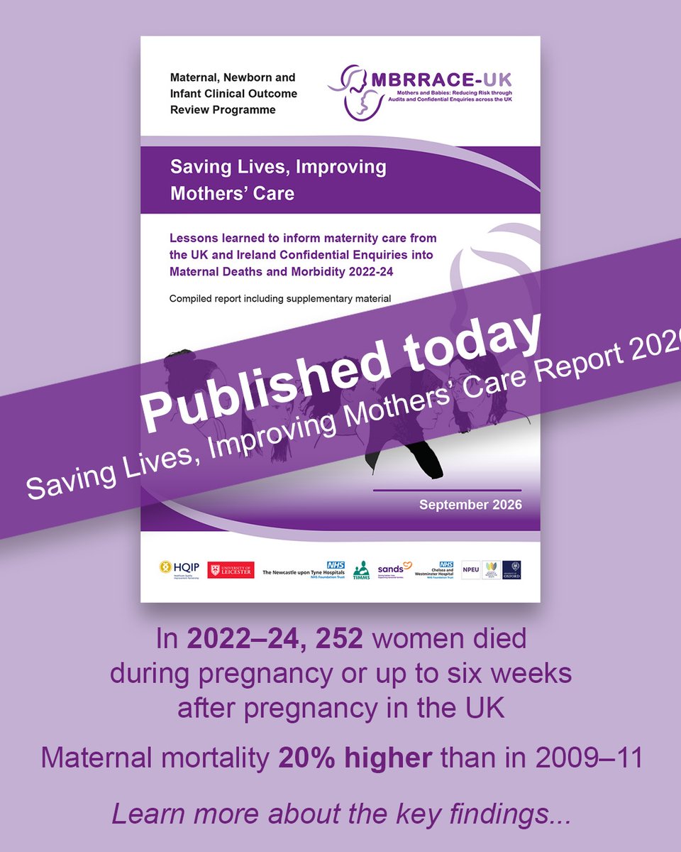Ox_wrh's tweet photo. Published today: Saving Lives, Improving Mothers’ Care 2026, the latest MBRRACE-UK report on maternal deaths and morbidity...
Read the report: https://t.co/uLrugLxYBH
#MBRRACEUK #MaternalHealth https://t.co/tLUGEgTd4l