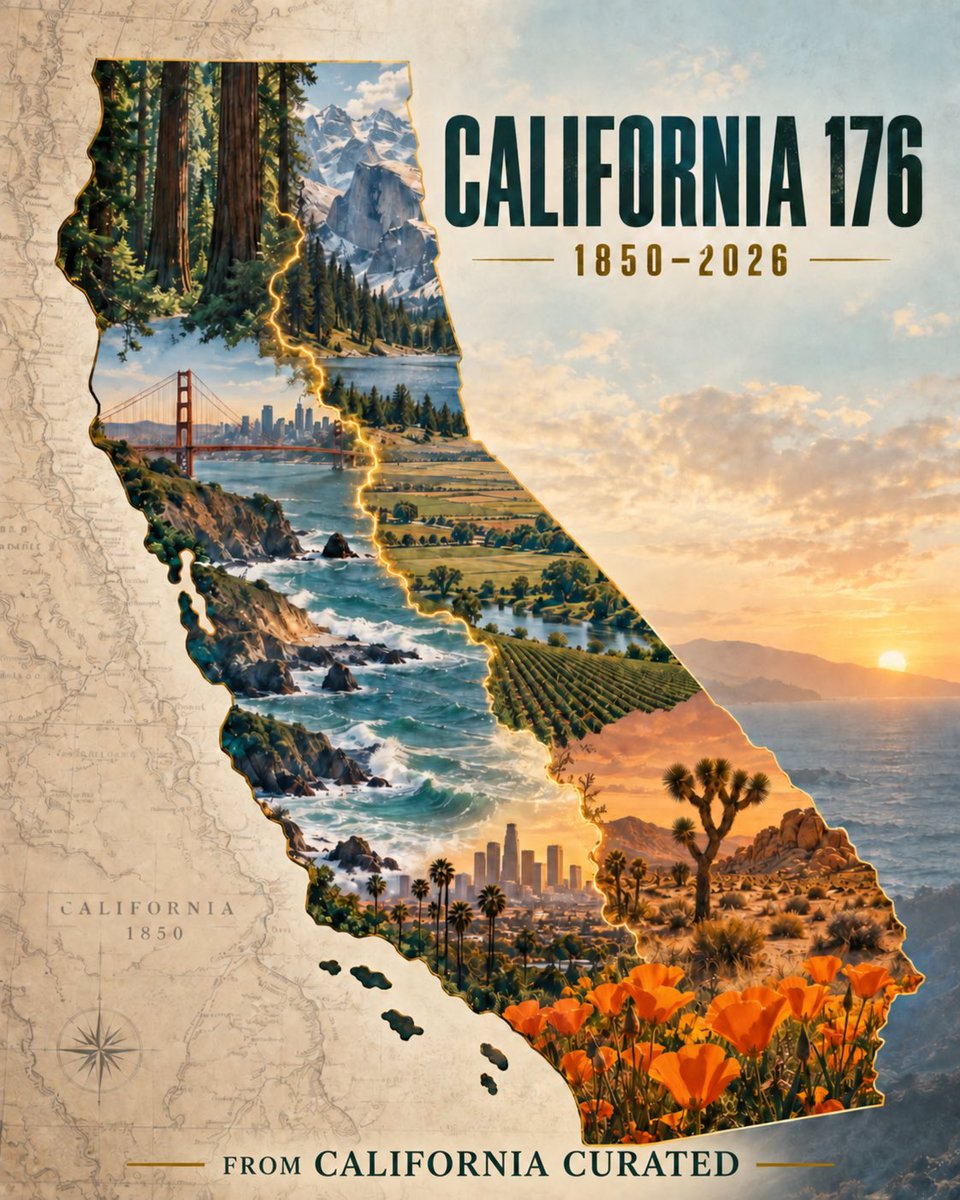 ScienceWeekly's tweet photo. Happy birthday, California!!! From California Curated!
California became the 31st state on September 9, 1850. Its unusually rapid transition from Mexican territory to U.S. statehood followed the 1848 Treaty of Guadalupe Hidalgo, the discovery of gold and an influx of newcomers. https://t.co/fhpI42nCJl