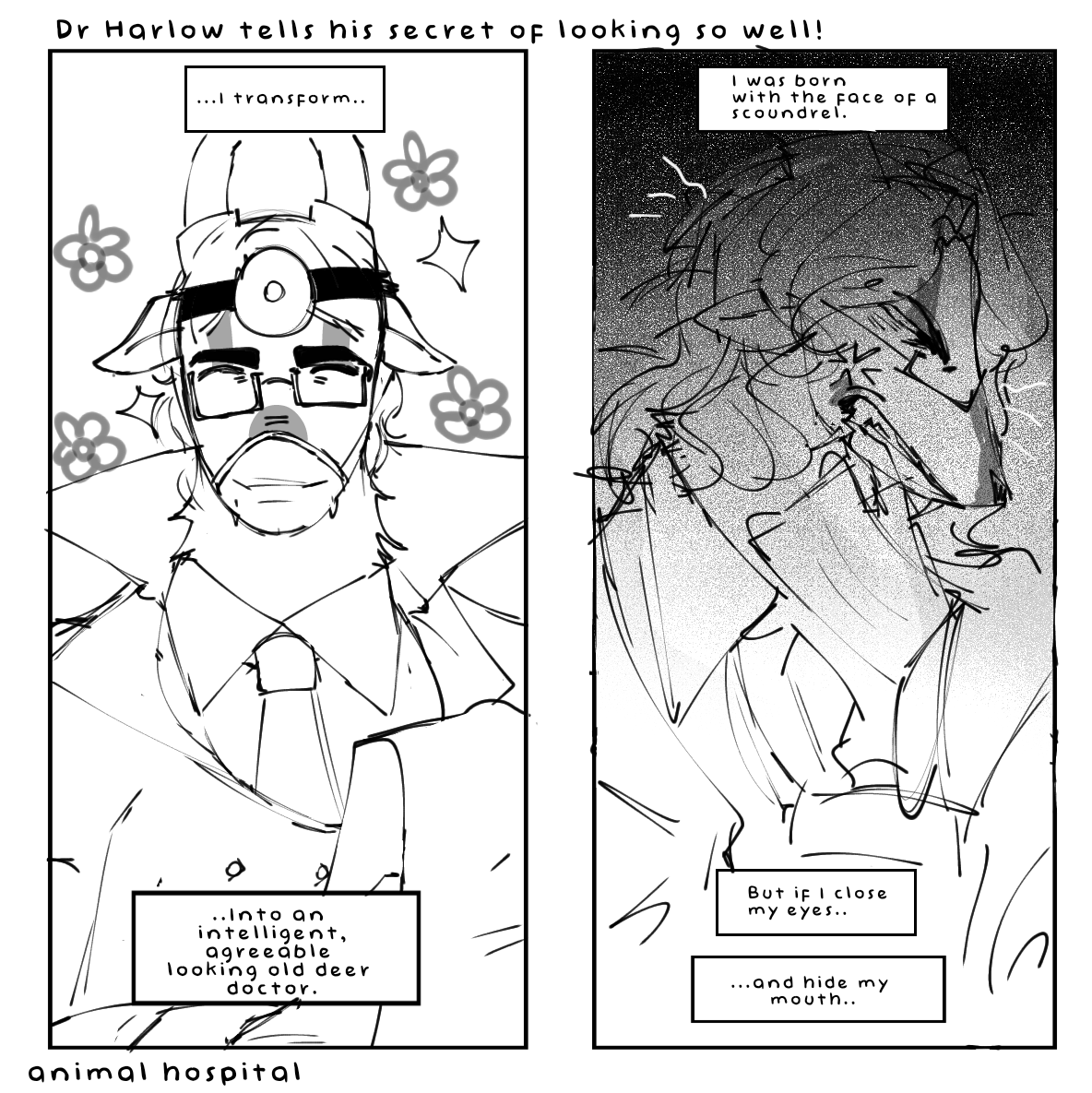 bitchammoe's tweet photo. His a very handsome deer but he doesn't think so with his teeth

Also yes beastars reference 

#drharlowanimalhospital #animalhospital https://t.co/9szJteTOsQ