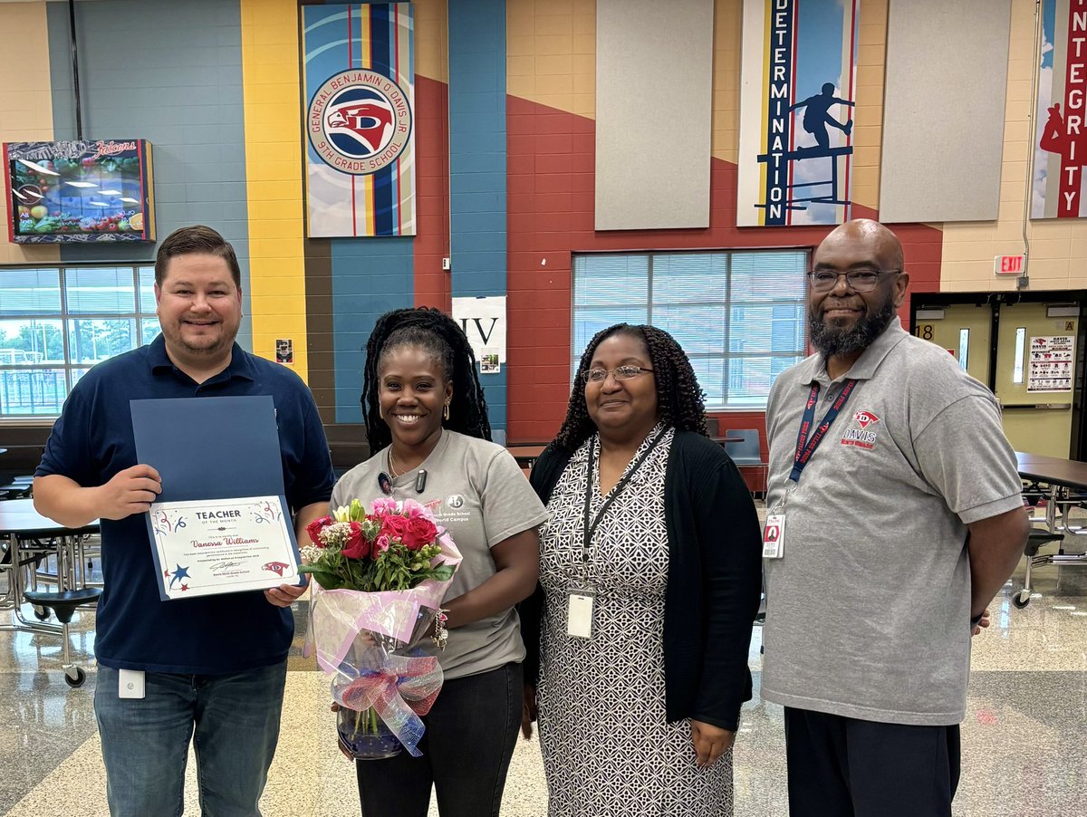 Davis9_AISD's tweet photo. Congratulations to our Teacher of the Month, @VWill_Biology, and our Staff Member of the Month, Ms Cintron! We appreciate you!! #ChooseAldine #FalconProud https://t.co/1WJNkod1OO