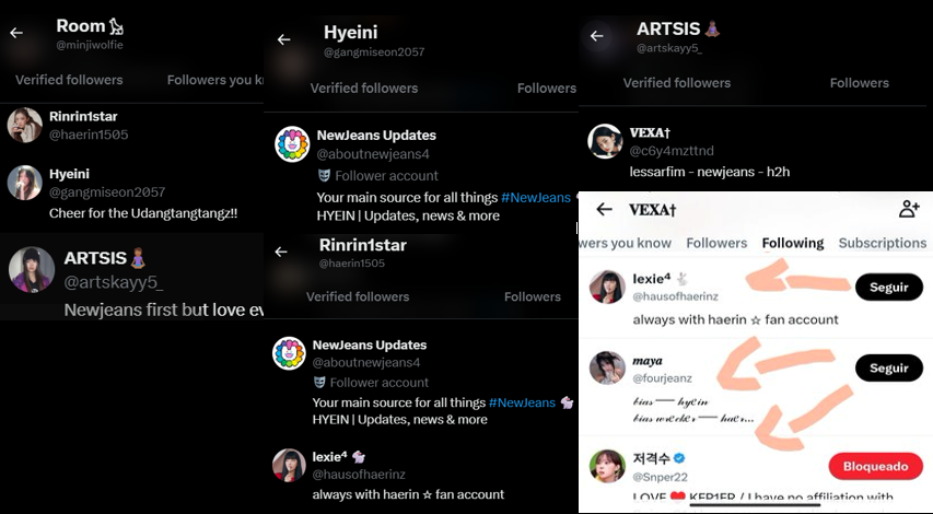 NJZandTaylor2's tweet photo. Odiamos a Hybe porque sabemos todo el daño que le ocasionaron a Newjeans, por otro lado tu sigues a 3 cuentas que fingen ser tokkis (son armys o hybe stans), solo tienes que ver a quien siguen, @aboutnewjeans4 y Vexa seguia incluso a Snper22
#Newjeans #Tokkis https://t.co/YZPK72k0Au