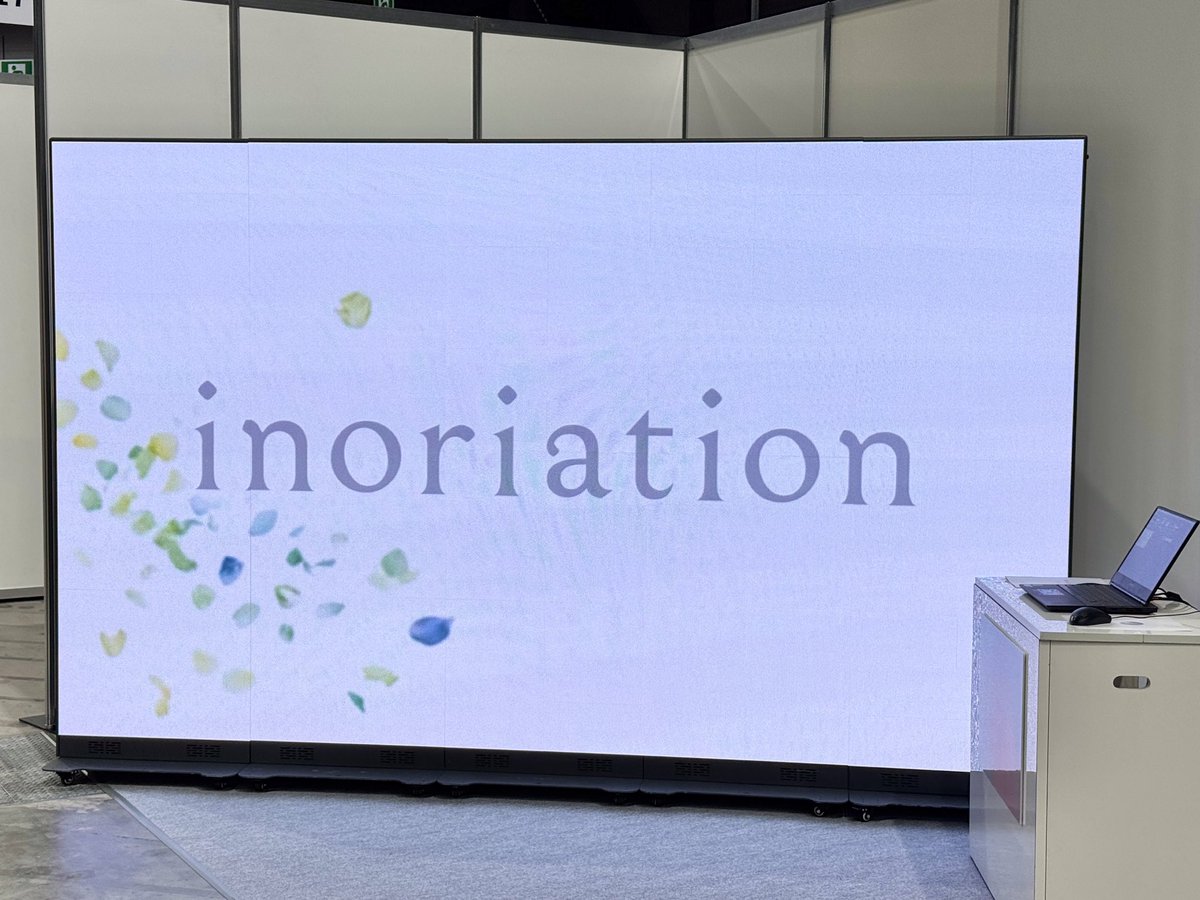 inoriation's tweet photo. おはようございます！エンディング産業展2026、本日開幕です。有明GYM-EX、M-17,18,19ブースでお待ちしております。10台のLEDビジョンが目印です。PCでの操作もお試しいただけます。お近くにお越しの際は、ぜひお気軽にお声がけください。 https://t.co/a39FjXqByK