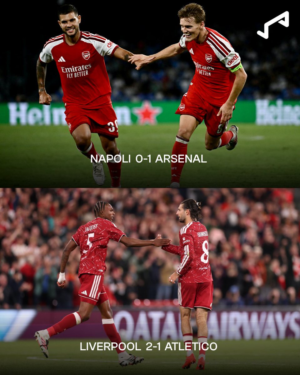 goal's tweet photo. Both Premier League representatives secured positive results at the start of their Champions League campaign 🔴⚽️ https://t.co/1cXdFlYixH
