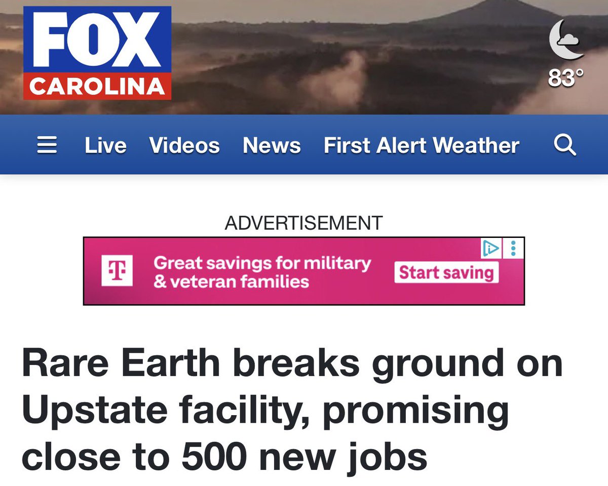 GuntherEagleman's tweet photo. 🚨 BOOM: China spent decades owning the magnets that run our jets and missiles. Today America broke ground on the answer.

USA Rare Earth just started an about $1.2 BILLION rare earth metal and magnet plant in Blacksburg, South Carolina. Roughly 800,000 square feet. About 490 skilled manufacturing jobs.

THIS IS HOW YOU BEAT BEIJING.

Magnets for defense, aerospace, semiconductors, and energy. Target: thousands of tons of American-made permanent magnets a year, with operations aimed for 2028. It pairs with their Stillwater, Oklahoma line so more of that supply chain lives on U.S. soil. Governor McMaster was there. Money into the local college pipeline.

This is not a green press release. This is a country deciding it will not buy the guts of its weapons from its rival anymore.

BUILD IT HERE. BUY AMERICAN