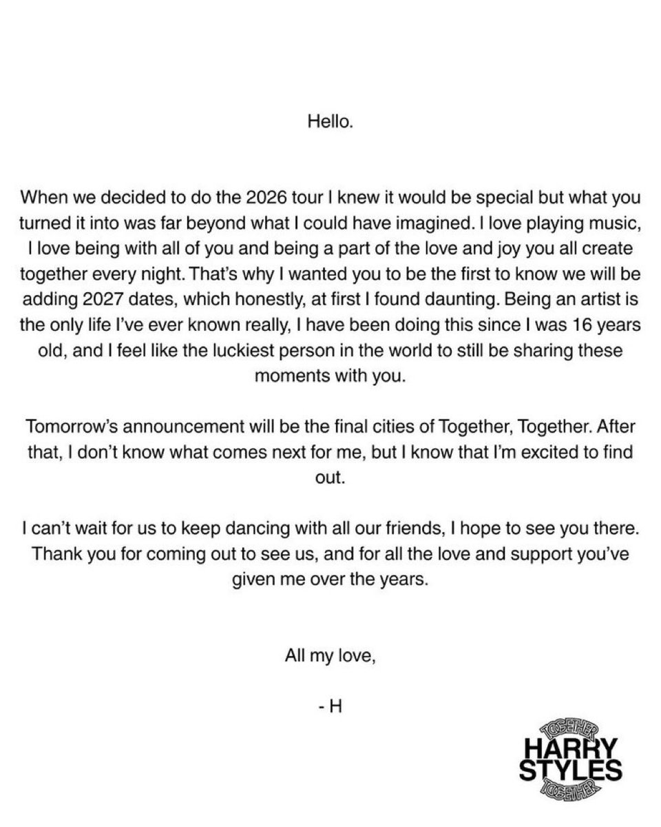 fedeebongiorno's tweet photo. 🎶 Harry Styles anuncia que las próximas fechas de su gira actual serán las últimas por un tiempo: 

“Después de eso, no sé qué viene después para mí, pero sepan que estoy emocionado por descubrirlo” https://t.co/6XKiMrEEYQ
