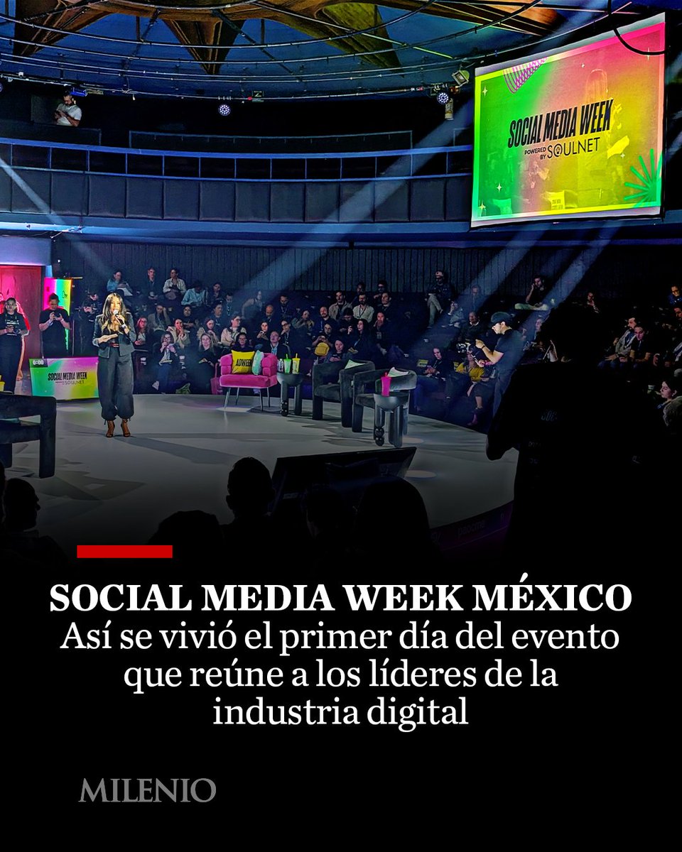 Milenio's tweet photo. Arranca la primera jornada del Social Media Week México. Con foro lleno, especialistas y creadores se dieron cita para debatir el futuro del marketing digital, las nuevas tecnologías y las tendencias en redes sociales. 🚀📱

#SMWMexico #MarketingDigital #TendenciasDigitales https://t.co/tPg93RsccP