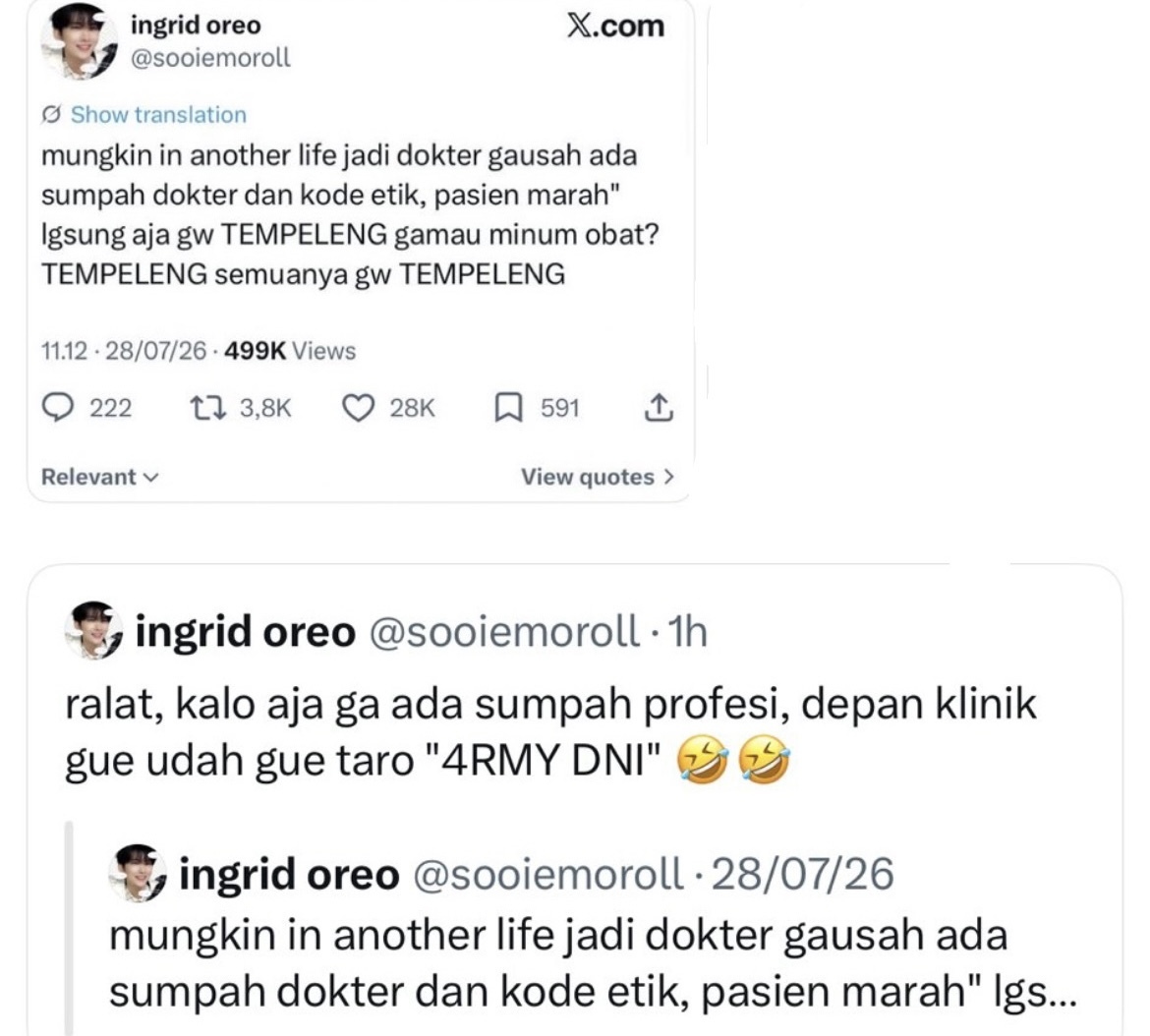 starfess's tweet photo. -star
Kalo kpop bikin kamu jahat sampai ke real life
Mending rest dulu.
Gak seharusnya profesi mu juga bawa peran jahat juga https://t.co/DAX5Ega073