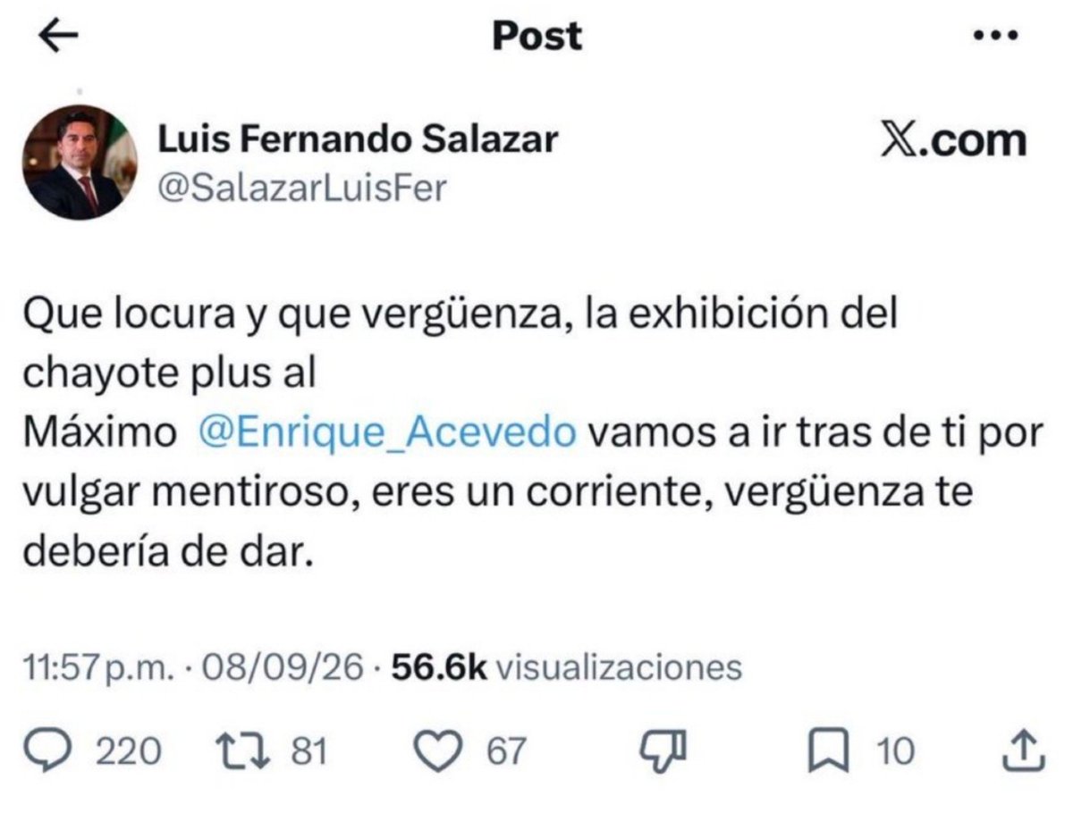 la_grenitas's tweet photo. @SalazarLuisFer Oiga Senador ¿Y porqué borró su post donde amenazaba a @Enrique_Acevedo? Seguramente fue por un "descuido" verdad? Pero no se preocupe, hay miles de capturas guardadas https://t.co/LzgH4ulSXJ