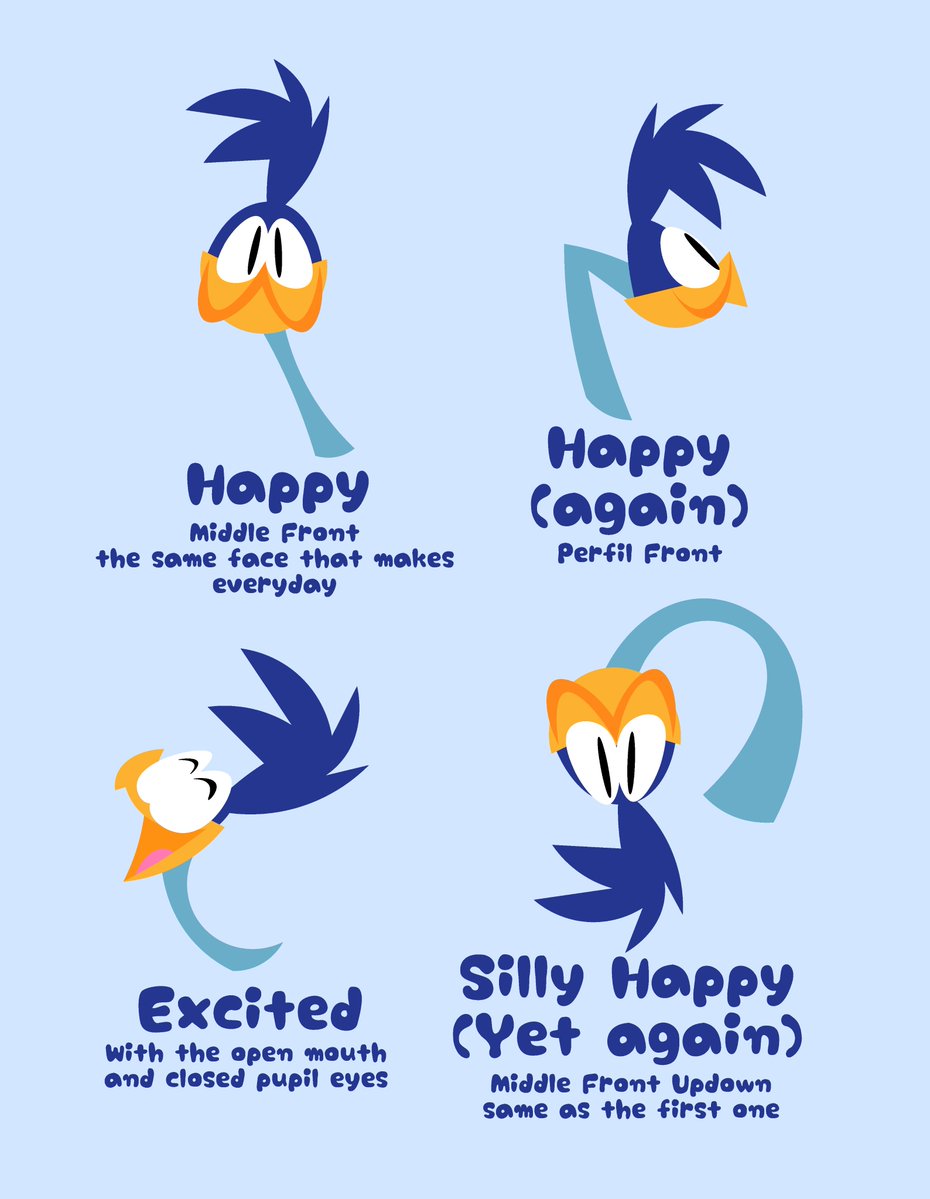 FloyoRoo321's tweet photo. (1/2)
You know, I always love giving random (or mainly non-canon) expressions to every character when doodling character designs.

This time, it's the info on his facial expressions.
Next one will be about his poses and their origin.

Any questions?

#roadrunner #looneytunes https://t.co/qJshEtduyQ