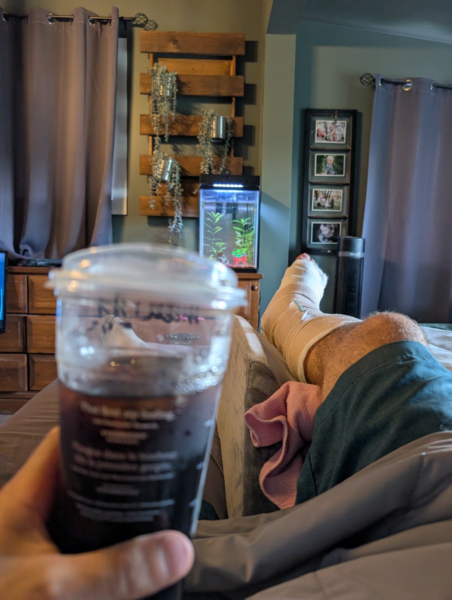 cadintentions's tweet photo. Ankle Surgery Journal — Day 0

September 9, 2026

Well... I survived.

Surgery day started strangely normal.

Got the kids up and ready for school, except instead of pouring my usual coffee and heading downstairs to work, I wasn't allowed to eat or drink anything.

Honestly, skipping the morning coffee may have been the first real challenge of this recovery, haha...

I spent the morning putting the finishing touches on my temporary upstairs workstation—dual monitors, laptop, keyboard, 3Dconnexion mouse, graph paper, headset... I even brought up the Quest 2 in case VR somehow becomes part of my recovery/work setup, I might rig it up so that I can lay on my back and use the VR as dual monitors depending on how the pain is sitting, or if laying down is better.

If I'm going to be stuck upstairs for a while, I might as well experiment.

I checked into the surgery centre around 10:15, changed into the always-fashionable hospital gown and eventually got my IV.

The nurse repeatedly warned me about fainting because her previous patient had.

I hadn't considered fainting until she kept mentioning it...

Thanks for that. 😂

Thankfully, no fainting.

Eventually I met with my surgeon and anesthesiologist and was rolled into the operating room.

Monitors went on.

Medication went into the IV.

Oxygen mask went on.

And...

I woke up.

It honestly felt almost instantaneous.

The surgery itself took about 90 minutes, and waking up to see my leg completely wrapped in a splint was a strange combination of relief and *"Well, I guess we really did this."*

The good news?

So far, the pain has been surprisingly manageable, hovering around a 3 or 4/10 while the surgical medications are still doing their thing.

And after months of appointments, MRIs, researching, worrying and waiting...

**the surgery part is officially behind me.**

My wife picked me up and, being the absolute hero that she is, arrived with a @Starbucks cold brew and sushi.

Possibly the greatest post-surgery meal ever.

I'm now home, leg elevated, ice packs ready, pain medication scheduled and officially non-weight-bearing until my follow-up in two weeks.

And conveniently, I got into bed just as the Seahawks kicked off the first game of the NFL season.

Perfect timing.

Physically, today has been much easier than I built it up to be in my head.

Mentally, I'm still processing what's ahead.

I'm not good at sitting still.

The thought of being dependent on my wife and family, being unable to help with normal things around the house, and potentially having months to a year before I'm back to my usual active self is still pretty daunting.

But that's tomorrow's problem.

For tonight...

Surgery is done.

Pain is manageable.

Coffee has finally been consu

med.

And I'm home with my family.

I'd call Day 0 a win.

**Go @Seahawks !**