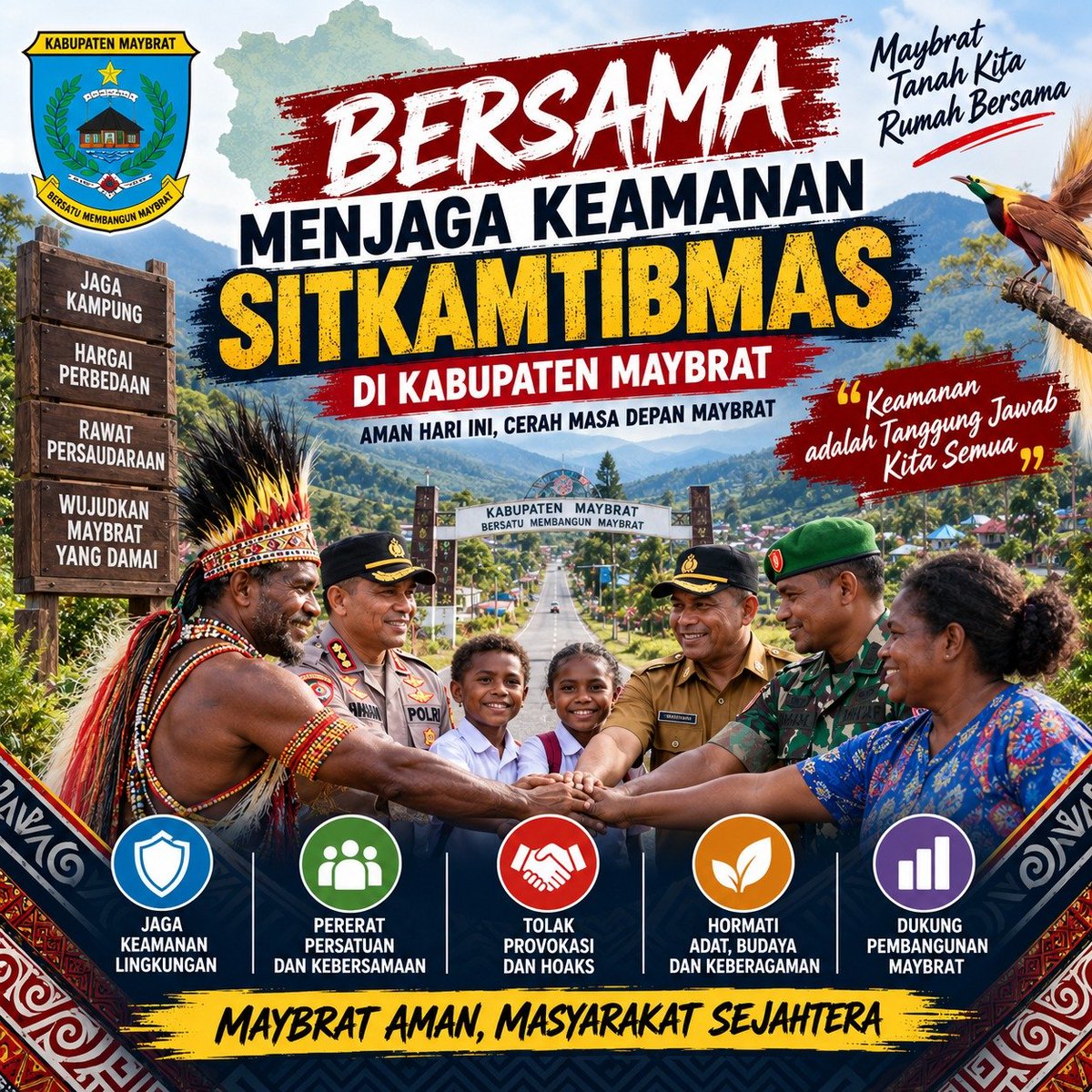 BsatrioM32's tweet photo. Jangan percaya HOAX dan isu-isu provokasi, percayakan semua prosesnya kepada pihak pemerintah dan keamanan.

#papua #sitkamtibmas #tolakprovokasi #maybratdamai https://t.co/X8XvZToWEb