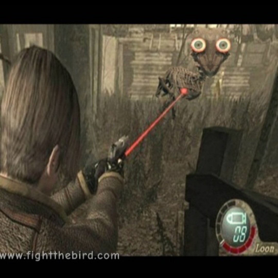 classybaryonyx's tweet photo. Leon Kennedy fights the bird https://t.co/W7bs9IV8KU