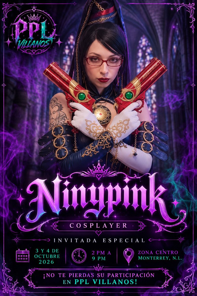 PaipaiLand__'s tweet photo. 🎭 ¡Damos la bienvenida a @Ninypinkw como cosplayer invitada a PPL Edición Villanos! 💜✨

Ven a conocerla y disfruta de esta gran experiencia.

📅 3 y 4 de octubre
⏰ 2:00 a 9:00 p. m.
📍 Zona Centro, Monterrey

#PPL #PaipaiLand #Cosplay https://t.co/EGj1n7RAe8