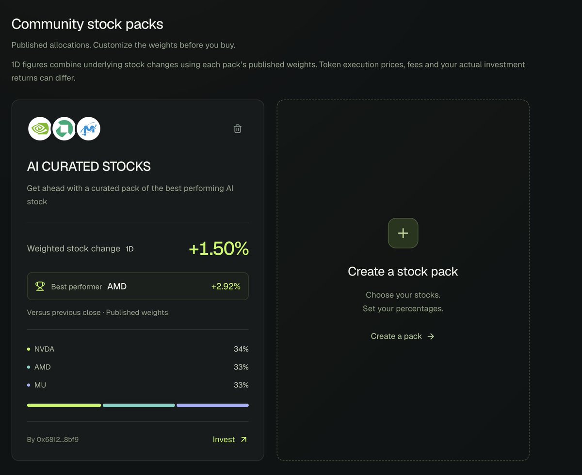 OrbitFinanceApp's tweet photo. Big ideas rarely fit into one stock. 📦

Orbit Stock Packs bring Stock Tokens together in curated baskets.

 Explore the allocation, track the pack’s overall performance, and see which stock is leading.

Your next market thesis starts here:
https://t.co/hyl6LGBOzg https://t.co/I1YF0Kkevs