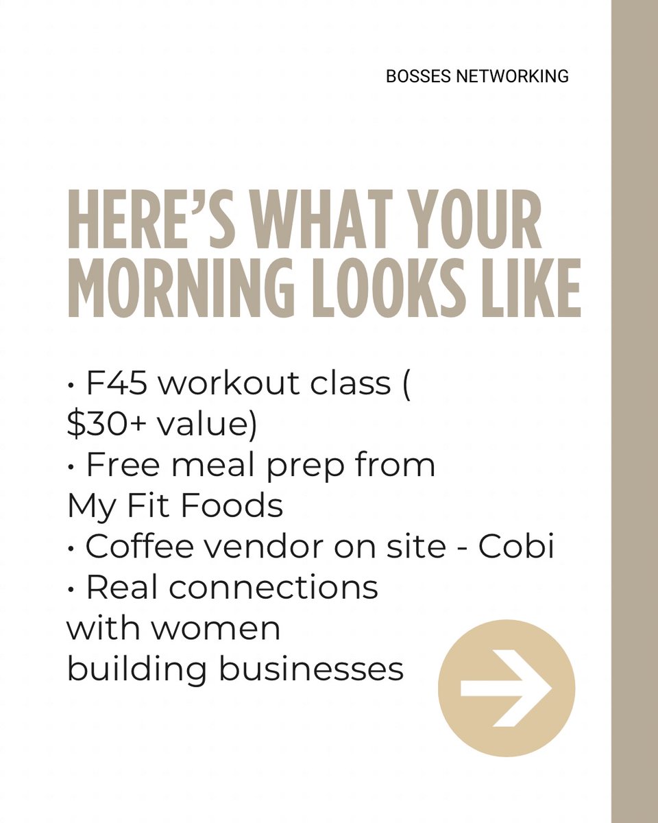 33Safiye's tweet photo. Midtown, we’re coming through! New area, new faces, same Bosses Networking energy. F45 workout, free meal prep, coffee for purchase, and women building businesses together. Workout + food + coffee + connection for $20. August 19 | 10 AM. Limited https://t.co/iWgvXDC8QJ