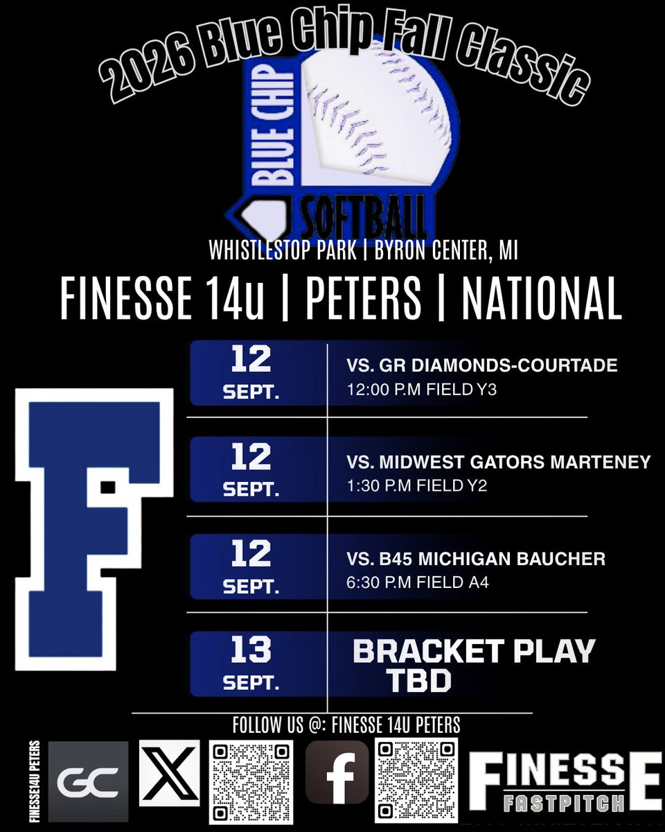 Gracie88Smith's tweet photo. So excited for our first tournament this weekend!! 🖤💙 Can’t wait to finally take the field with my new teammates and get our fall season started! @04_Finesse 
@FinesseOrg
#FINESSEFASTPITCH
#ClassOf2030 https://t.co/FjggDLEki7
