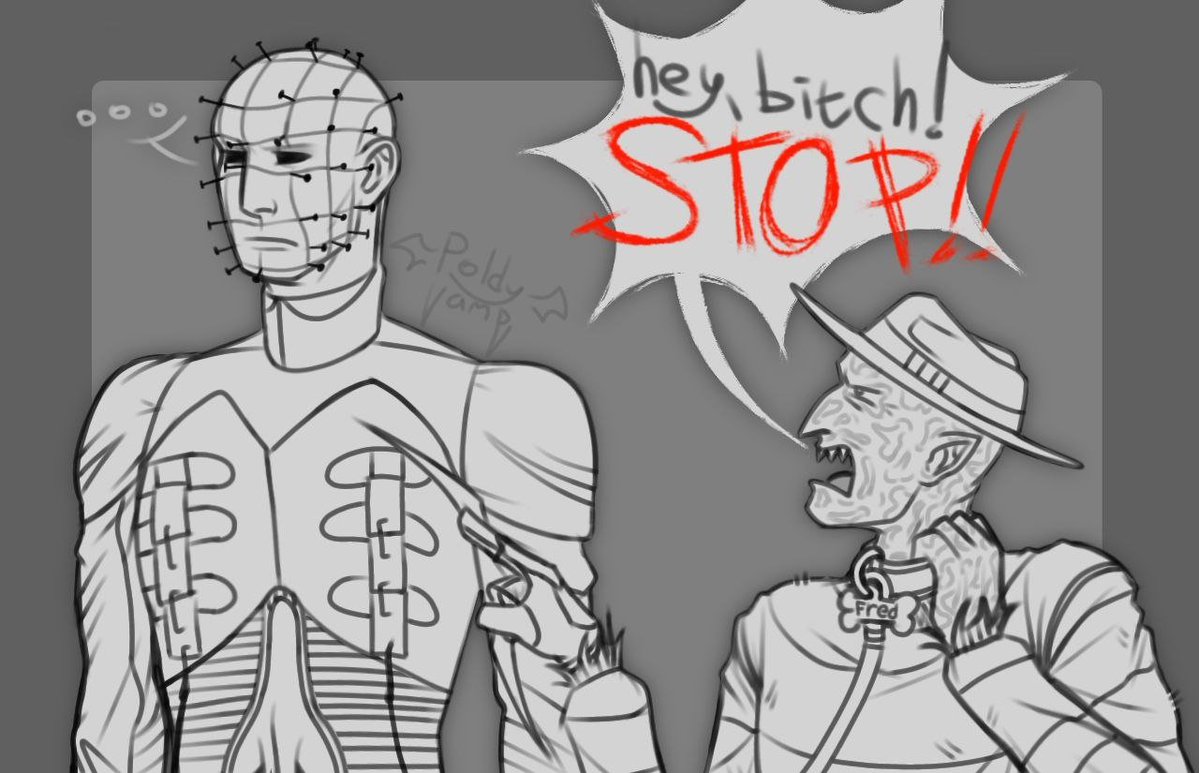 artistsayss's tweet photo. I'm posting old art for now, I'll draw something later. Studying is hard😢
#hellraiser 
#anoes 
#pinclaws https://t.co/GtVxhegF8I