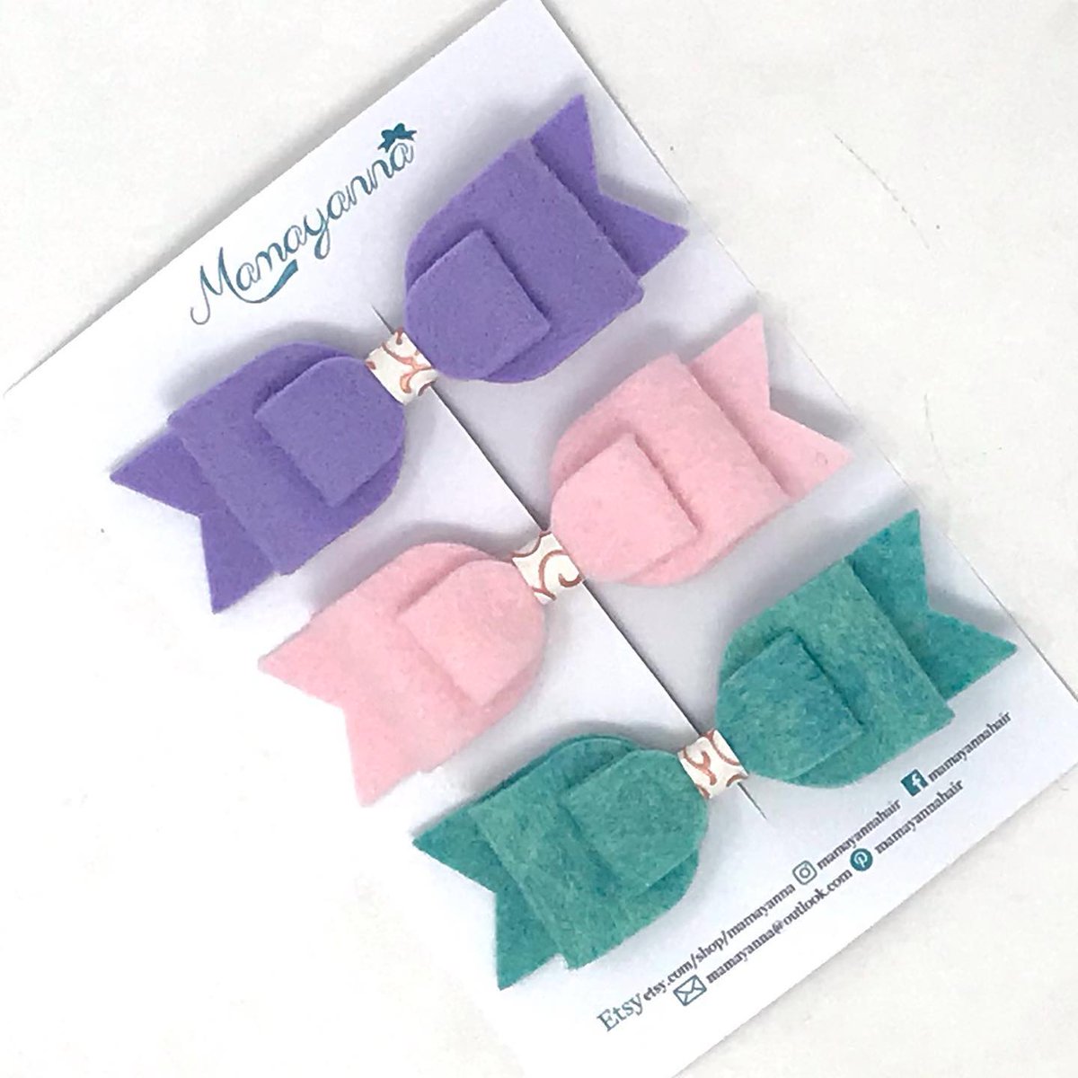 RettaPeat's tweet photo. Luxury wool felt hair bow trio set now in stock https://t.co/HkbvMWCl1g