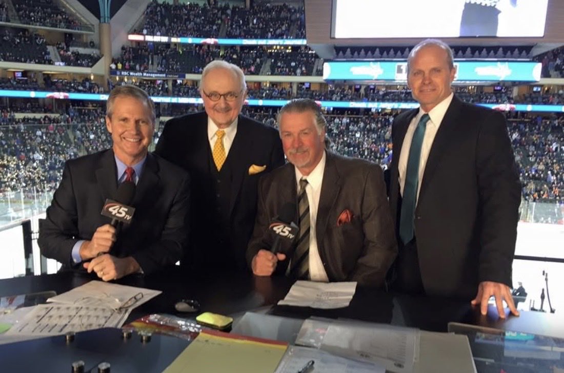 thauserkstp's tweet photo. RIP Barry Melrose 🙏 Barry was a blast when he joined our MN State High School Boys Hockey Tournament nine years ago. A great hockey mind who broadcast the game in such an entertaining way. @kstc45 @KSTP https://t.co/pWNBHQxyHO