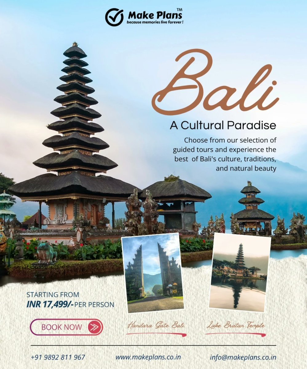 ElainaVendsr's tweet photo. For Bali package booking inquiries, contact 9892 811 967 or info@makeplans. co. in https://t.co/A4aEKXNGK8